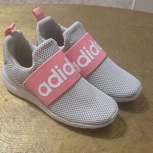 adidas Lite Racer Adapt 4.0 Gray & Pink Slip-On Athletic Sneakers w/  Logo Strap